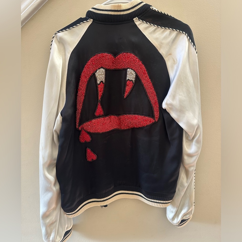 Saint Laurent Paris Bloodluster Satin Bomber Jacket